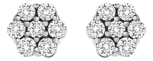 .925 Sterling Silver 1/4 Cttw Lab Grown Brilliant Round Cut Diamond Floral Cluster Stud Earrings