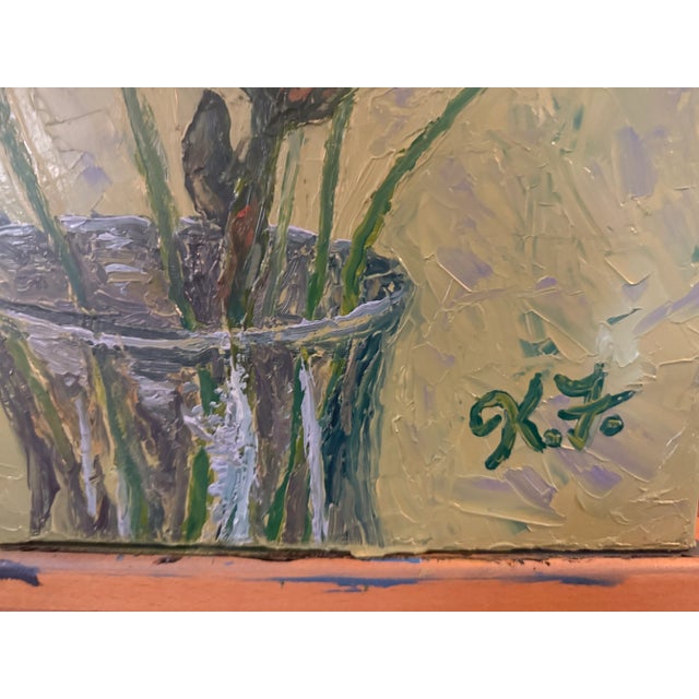 Textile Expressionist Floral Original Oil Painting For Sale - Image 7 of 7