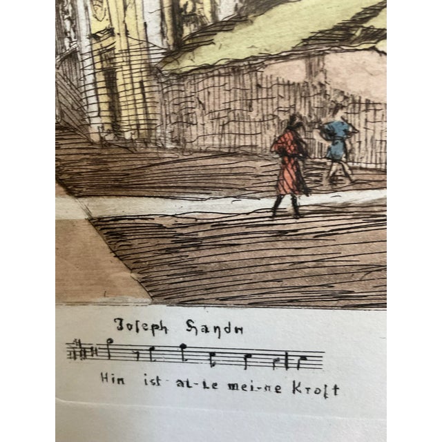 Vintage Hand Colored Etching by Austrian Artist Herta Czoernig - Framed For Sale In Palm Springs - Image 6 of 12