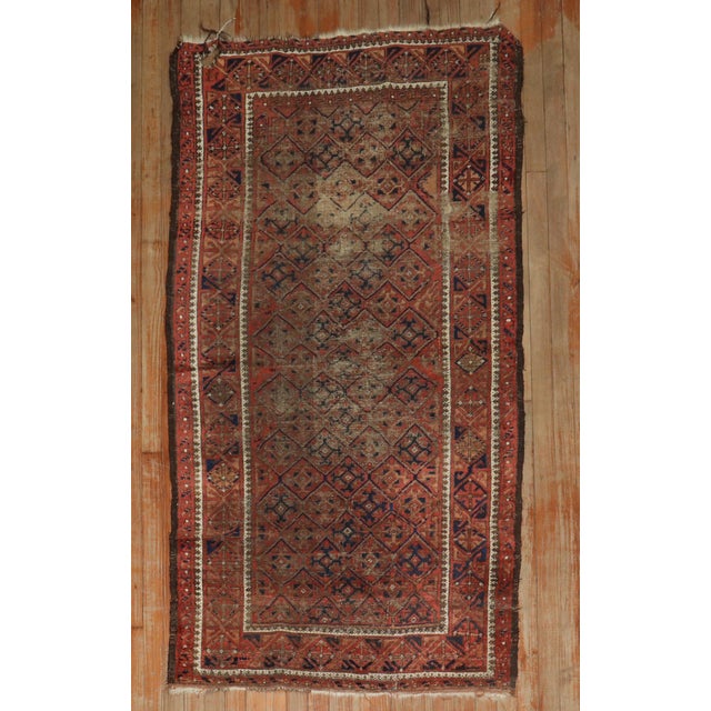 Late 19th Century Zabihi Collection Tribal Brown Orange Distressed Persian Balouch Rug For Sale - Image 5 of 8