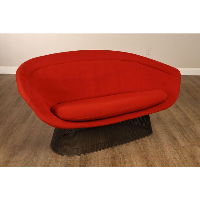 High Quality American Made Wire Frame Settee Designed By Warren Platner For Knoll. Features A Sculptural Steel Rod Base...