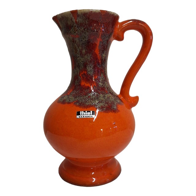 Vintage German Vase with Gray-Brown Lava from Thiel Keramik, 1970s For Sale