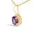 Contemporary 10K Yellow Gold Purple Amethyst and 1/10 Cttw Diamond Accent Halo Pendant Necklace For Sale - Image 3 of 5
