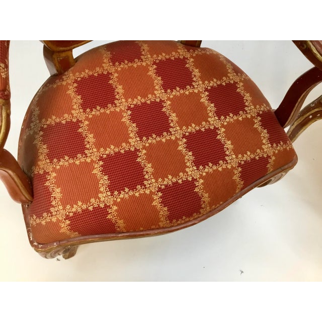 19th Century Venetian Louis XV Style Painted and Gilt Armchairs- A Pair For Sale - Image 9 of 13