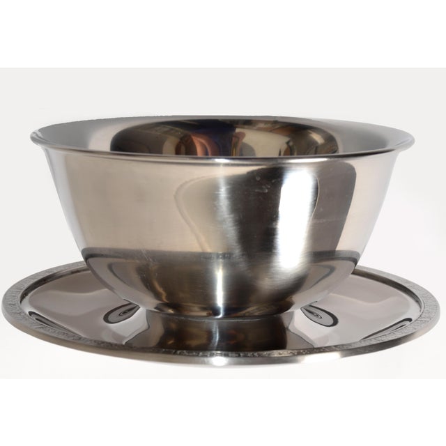 1969 Vintage Stainless Steel Attached Plate Egg Bowl Gravy Boat Hollowware Marked For Sale - Image 12 of 12