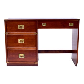 1980's Campaign Style Mahogany Writing Desk For Sale