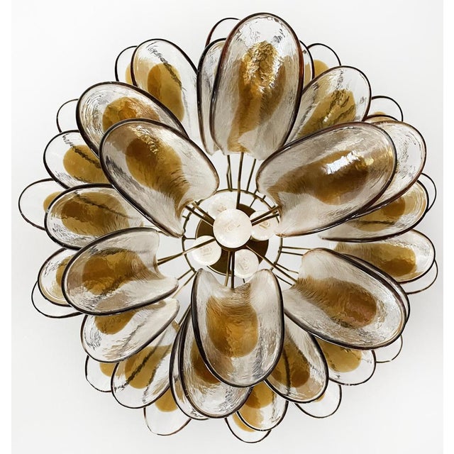 Vintage Italian Murano Chandelier with 41 Glass Amber Petals, 1990s For Sale - Image 14 of 17