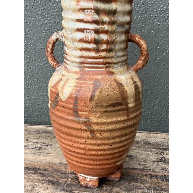 Vintage Original Studio Pottery Ribbed Vase For Sale - Image 9 of 13