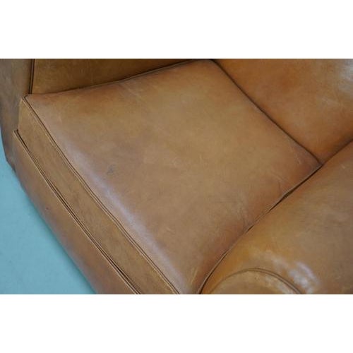 Brown French Cognac Moustache Back Leather Club Chairs, 1950s, Set of 2 For Sale - Image 8 of 18