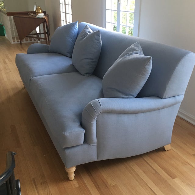 Modern Traditional English Roll Arm Sofa in Blue Chairish