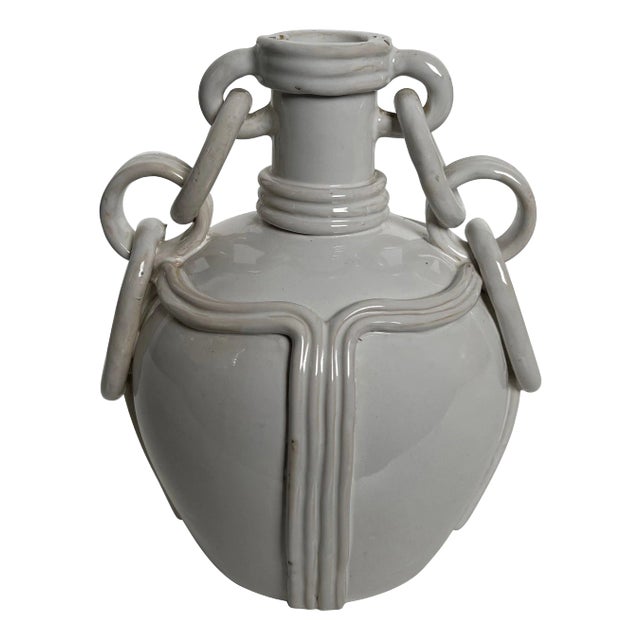 White Glazed Ceramic Vase. French Work. Signed. Circa 1970 For Sale