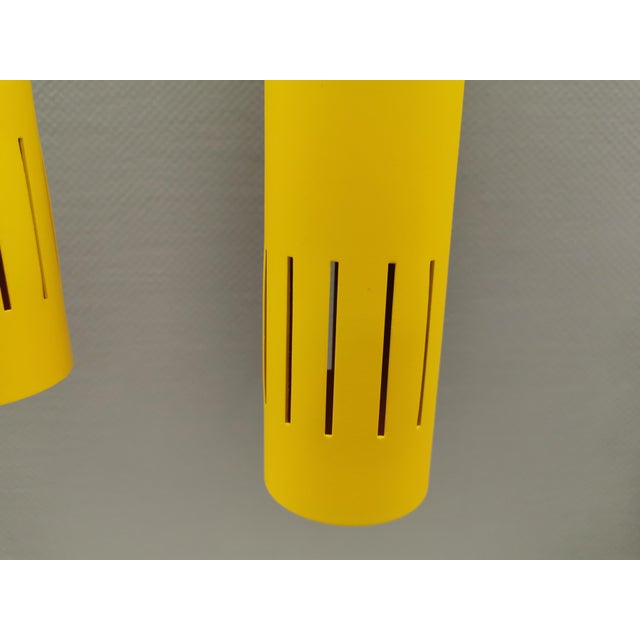 Yellow Trombone Pendants from Lyskaer Belysning, Denmark, 1980s, Set of 2 For Sale - Image 3 of 11