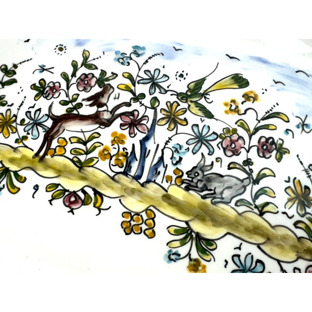 Farmhouse 1960s Mid Century Arte Cerâmica Gimboa Hand Painted Portugal Platter For Sale - Image 3 of 12