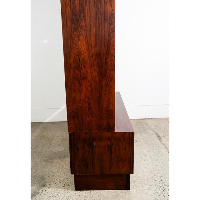 1960s Mid Century Danish Modern Credenza Bookshelf Cabinet Rosewood Vinyl Storage MCM For Sale - Image 12 of 12