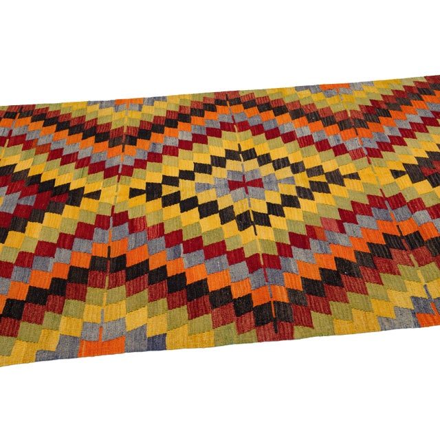 1960s Vintage Sumakh Handmade Multicolor Gallery Wool Rug For Sale - Image 5 of 7