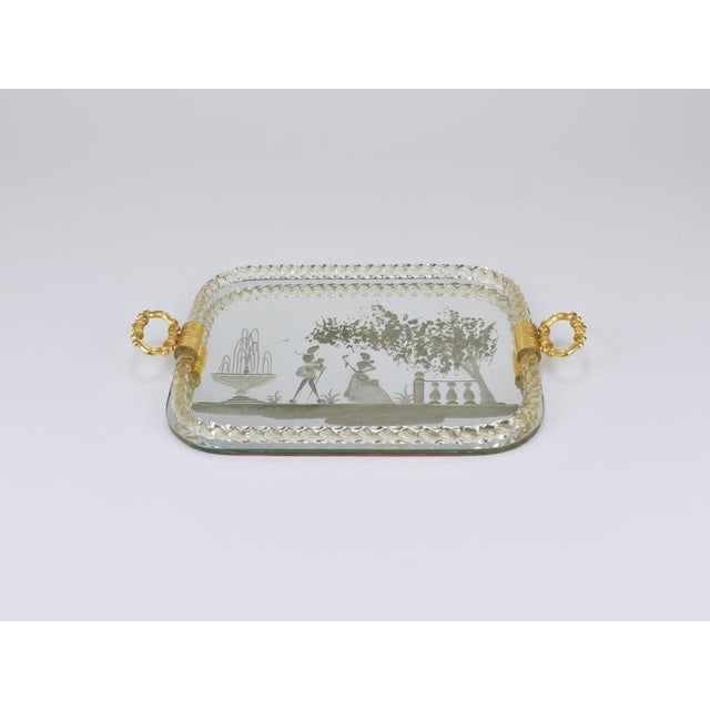 Swirl Murano Glass Mirror Serving Tray from Ercole Barovier, Venice, 1940s For Sale - Image 13 of 16