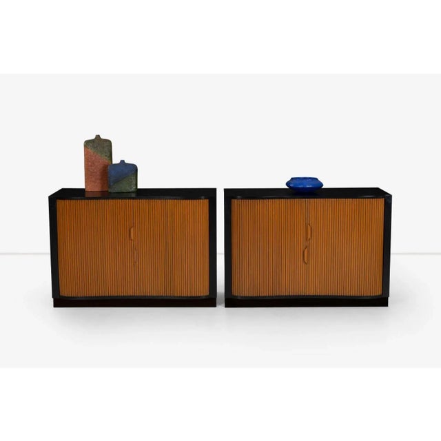 Wood Edward Wormley Mr. and Mrs. Tambour Chests - A Pair For Sale - Image 7 of 13