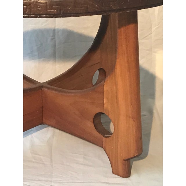 1970s Mythological Hand Tooled Leather Top Table For Sale - Image 5 of 10