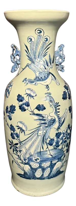 Late 19th Century Antique Chinese Celadon Blue And White Vase