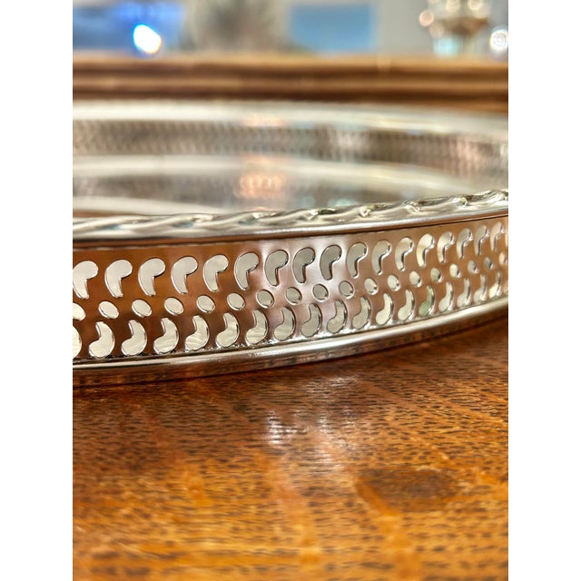 Late 20th Century Vintage 15.5” Wm Rogers Silver Plate Round Gallery Tray For Sale - Image 5 of 11