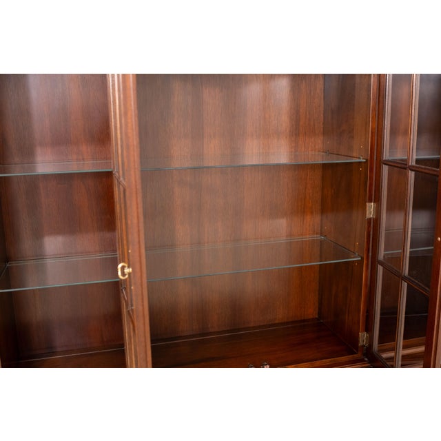 1980s 1980s Stickley Mahogany 4 Door Breakfront Bookcase Cabinet For Sale - Image 5 of 18