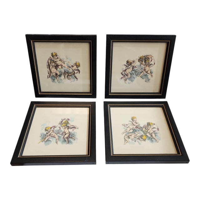 1960s Heavenly Angels Jacques Gabriel Huquier Reproduction Prints - Set of Four For Sale