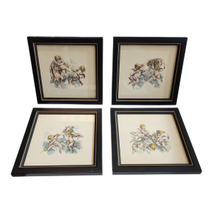 1960s Heavenly Angels Jacques Gabriel Huquier Reproduction Prints - Set of Four