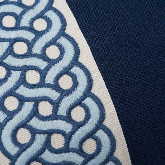 This 14" x 20" pillow features Piet Performance Linen in Indigo paired with Mandeville Tape in Pacific. Versatile,...