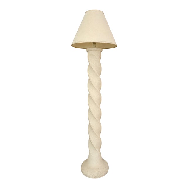 1980s Spiral Plaster Floor Lamp in the Style of Michael Taylor For Sale