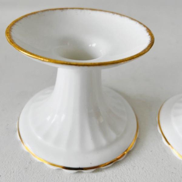 Val d'Or Porcelain Candlesticks by Royal Albert, Set of 3 For Sale - Image 3 of 5