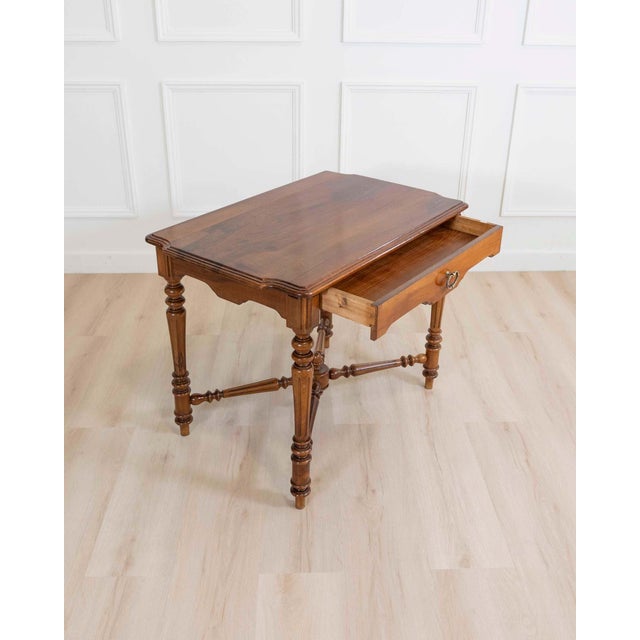 19th Century Italian Walnut Writing Desk, Neoclassical Design For Sale - Image 4 of 18