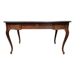Louis XV Style Double-Sided Desk in Rosewood and Copper Reeds, 1850 For Sale