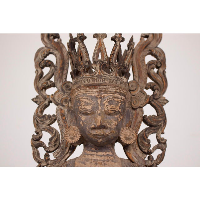 Burmese Artist, Crowned Buddha Shan / Ava Figure, Wood For Sale - Image 5 of 14