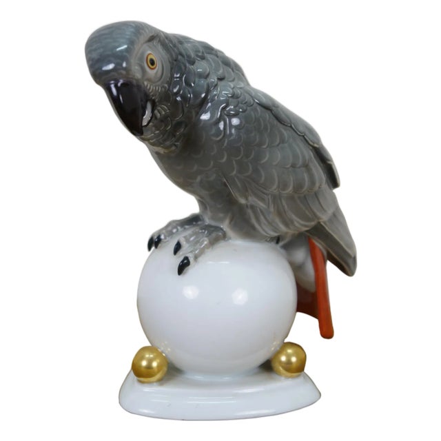 Antique 1925 Hutschenreuther Fritz Klee African Gray Parrot Porcelain Figurine For Sale