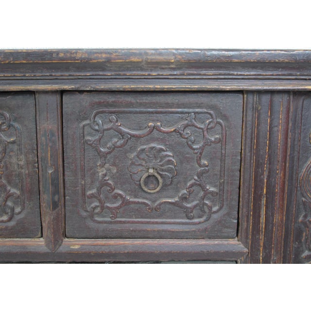 Brown Early 20th Century Reddish Brown Antique Chinese Table with Three Drawers For Sale - Image 8 of 10