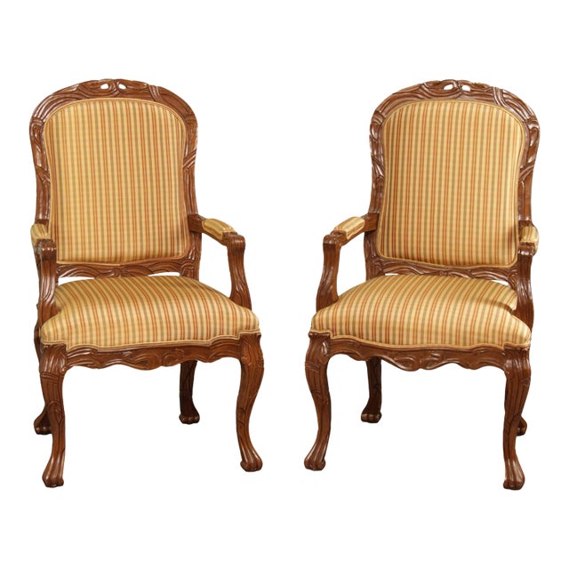 Early 21st Century Italmond Furniture French Louis XV Style Fauteuil Armchairs - A Pair For Sale