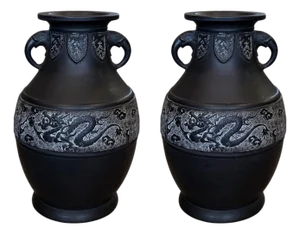 1920s Porcelain Chinese Hu Vases With Incised Dragon Detail - A Pair