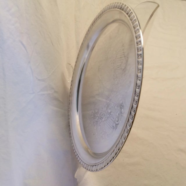 Traditional 1975 April Fools Engraved Invitational Silver Plate Tray For Sale - Image 3 of 11