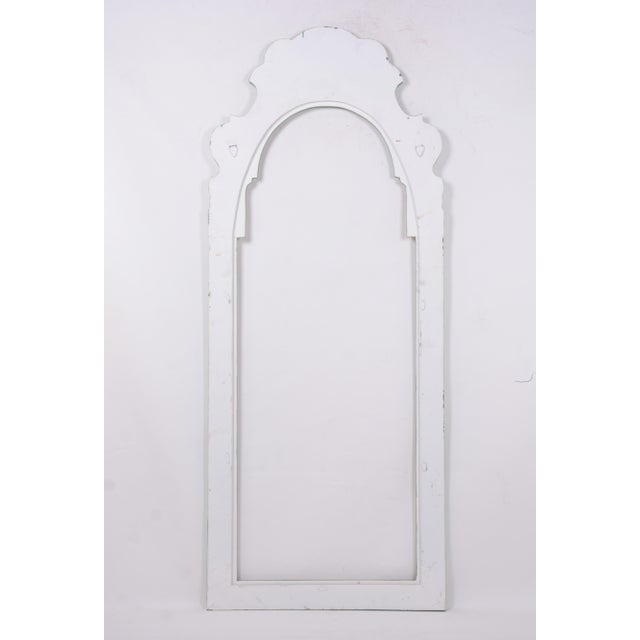 Metal White Hand Painted Green Chinoiseries Style Tole Mirror For Sale - Image 7 of 7