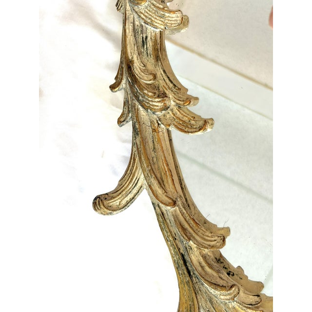 1900's Hollywood Regency Style Wood With Plaster Wall Mirror With Curved Foliate Design For Sale - Image 9 of 18
