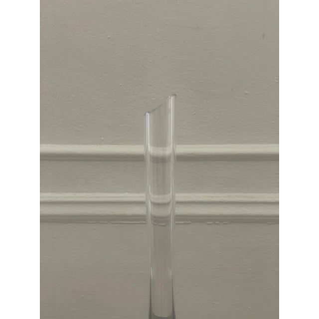 Transparent Pair of Vintage Mid 20th Century Mats Jonasson Art Glass Bud Vases Signed For Sale - Image 8 of 13