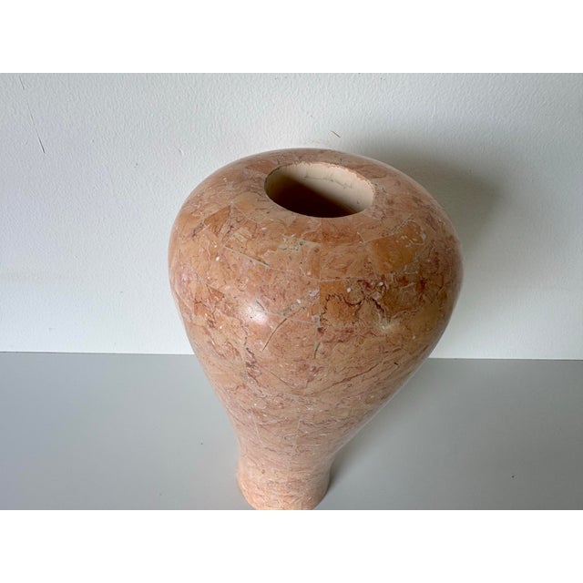 Elevate your space with this stunning 1980s Maitland Smith-style vase, crafted from tessellated stone in warm earth tones...