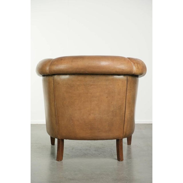 Vintage Sheepskin Club Armchair in Light Cognac For Sale - Image 4 of 13