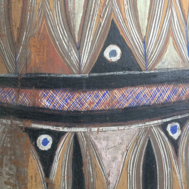Vintage New Guinea Bark Shield, Hand-Painted For Sale In Los Angeles - Image 6 of 12