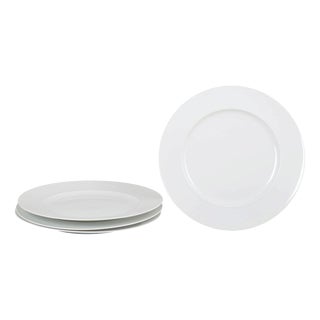 White Dinner Plates in Porcelain by Rosenthal, 1980s, Set of 4 For Sale