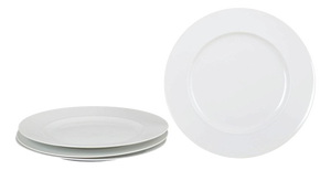 White Dinner Plates in Porcelain by Rosenthal, 1980s, Set of 4