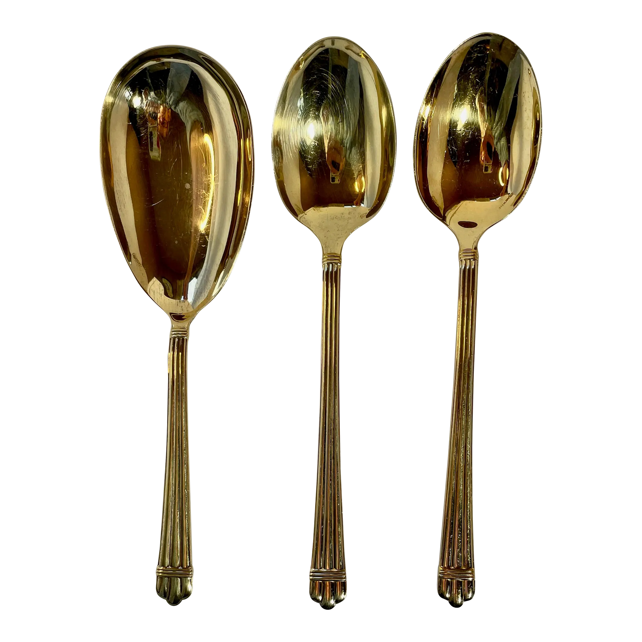 1992 Christofle Serve Ware Aria Pattern #1022 Gold Plated
