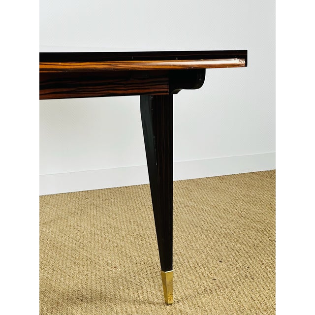Art Deco Macassar Ebony Extendable Dining Table, France, 1940s For Sale - Image 10 of 17
