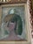 1970s 1970s Japanese Modernist Oil Painting “Bird and Girl” Signed For Sale - Image 5 of 6