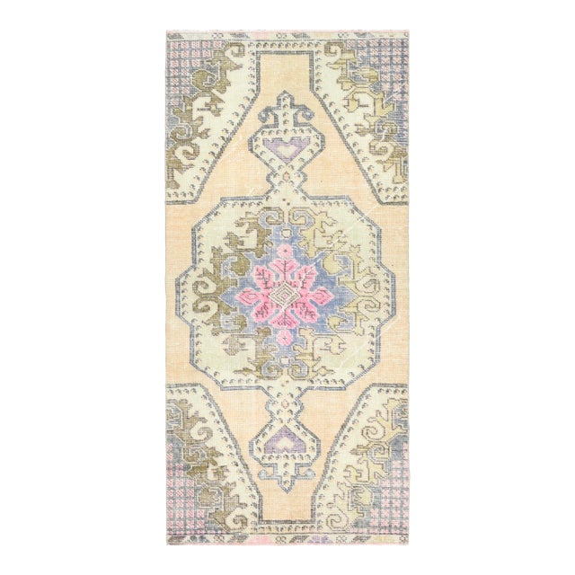 Vintage Turkish Oushak Handmade Wool Cotton Orange Runner Rug For Sale